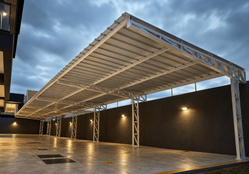 Cobertura de estacionamento de condominio - Metal Apex
